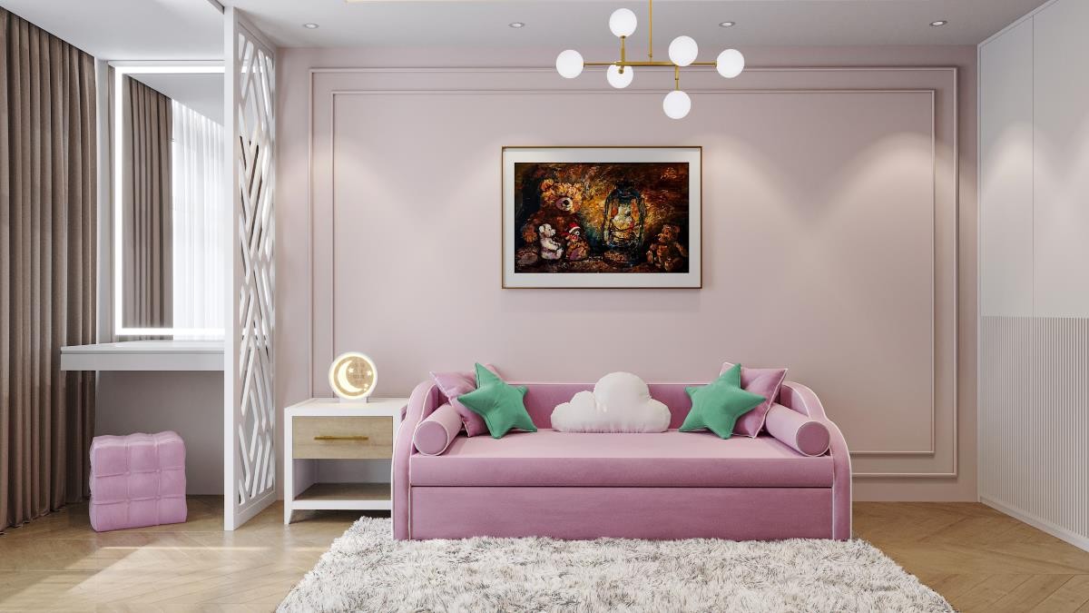 Детская комната в розовых оттенках 